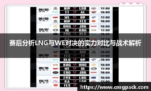 赛后分析LNG与WE对决的实力对比与战术解析