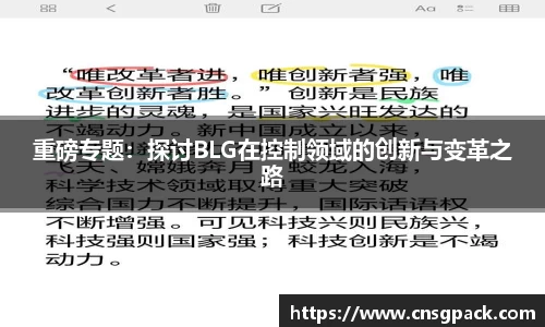 重磅专题：探讨BLG在控制领域的创新与变革之路