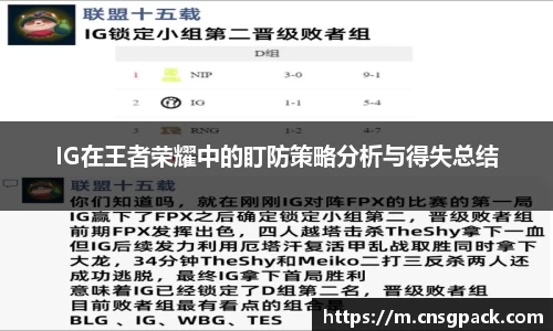 IG在王者荣耀中的盯防策略分析与得失总结