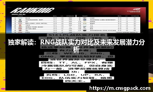 独家解读：RNG战队实力对比及未来发展潜力分析