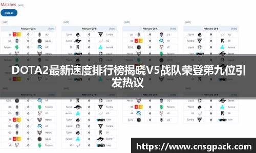 DOTA2最新速度排行榜揭晓V5战队荣登第九位引发热议
